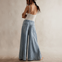 Boho Beach Hut Jeans, Pants, Denim Jeans, Palozzo Jeans Boho Full Length Palazzo Jeans