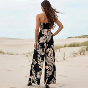 Boho Beach Hut Jumpsuit, Romper, Floral Jumpsuit Boho Floral Print Sleeveless Jumpsuit
