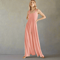 Boho Beach Hut Jumpsuits, Romper Boho Sleeveless Loose Wide Leg Romper Jumpsuit Pink / S