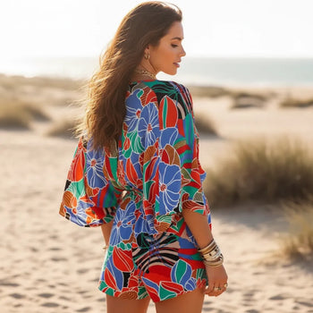Boho Beach Hut Jumpsuits, Romper, Playsuit Boho Floral Print Romper
