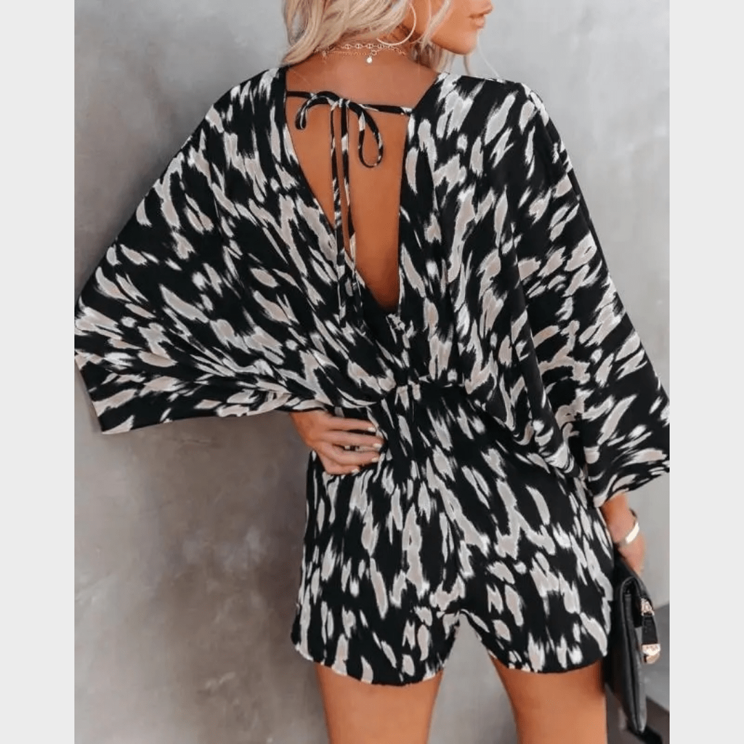 Boho Beach Hut Jumpsuits, Romper, Playsuit Boho V-Neck Backless Lace-Up Summer Romper