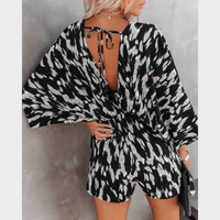 Boho Beach Hut Jumpsuits, Romper, Playsuit Boho V-Neck Backless Lace-Up Summer Romper