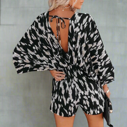 Boho Beach Hut Jumpsuits, Romper, Playsuit Boho V-Neck Backless Lace-Up Summer Romper