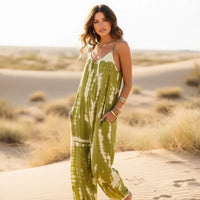 Boho Beach Hut Jumpsuits, Romper, Playsuit Boho Wide Leg Jumpsuit Light Green / S