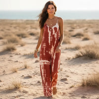 Boho Beach Hut Jumpsuits, Romper, Playsuit Boho Wide Leg Jumpsuit Red / S