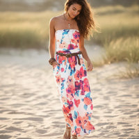 Boho Beach Hut Maxi Dress, Chic Dress, Boho Dress, Summer Dress Summer Loose Fit Maxi Dress with Pockets White / S