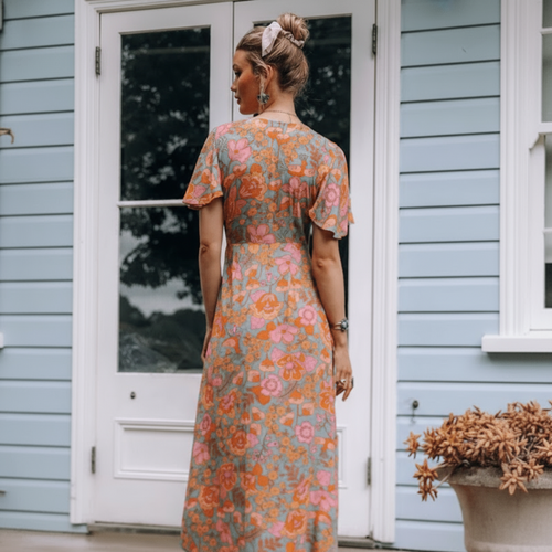 Boho Beach Hut Maxi Wrap Dress Floral Wrap Boho Maxi Dress