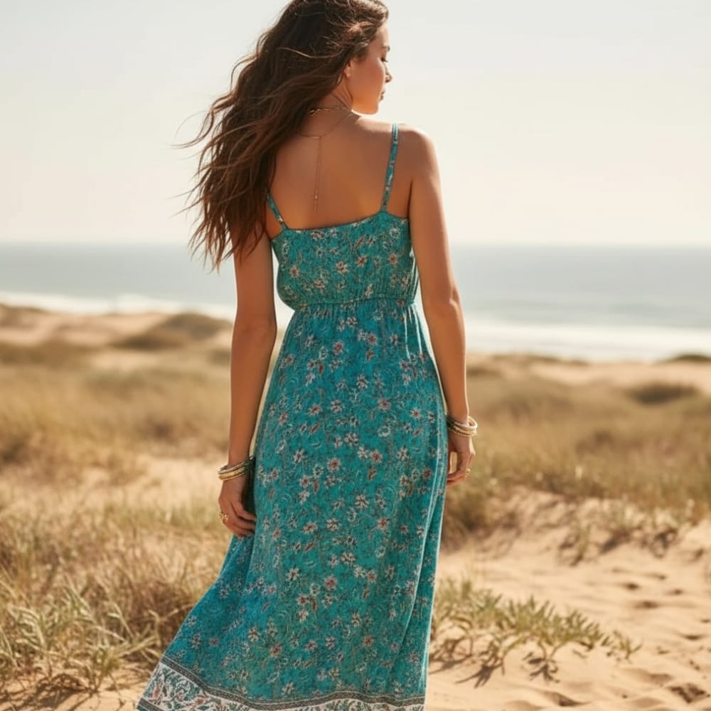Sapphire Songbird Boho Floral Print Midi Dress