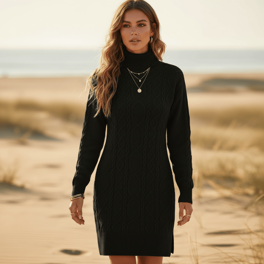 Warm Knit Turtleneck Sweater Dress Boho Winter Short Length Dress in Off White | Women's Boho Fashion | XXXL | Synthetic, Acrylic Warm Knit Turtleneck Sweater Dress Boho Winter Short Length Dress in Off White | Women's Boho Fashion | XXXL | Synthetic, Acrylic