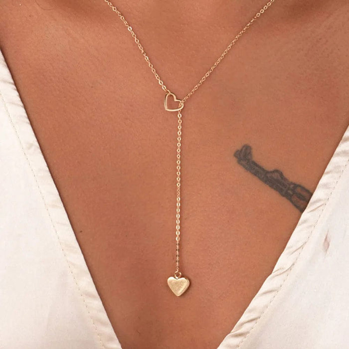 Boho Beach Hut Necklaces Gold / One Size Boho Chain Link Heart Necklace