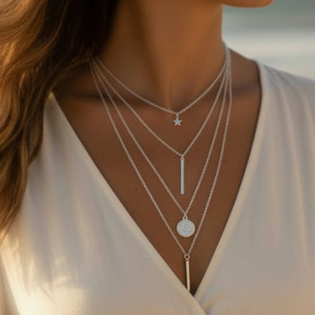 Boho Beach Hut Necklaces, Pendant Necklace Boho Statement Necklace Silver / One Size