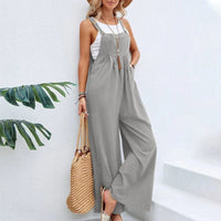 Boho Beach Hut Overalls, Jumpsuit Boho Casual Flare Leg Jumpsuit Overalls Gray / S