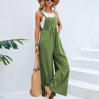 Boho Beach Hut Overalls, Jumpsuit Boho Casual Flare Leg Jumpsuit Overalls Green / S