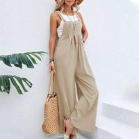 Boho Beach Hut Overalls, Jumpsuit Boho Casual Flare Leg Jumpsuit Overalls Khaki / S