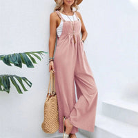 Boho Beach Hut Overalls, Jumpsuit Boho Casual Flare Leg Jumpsuit Overalls Pink / S