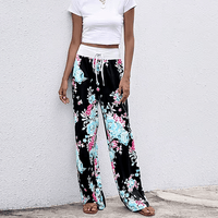 Boho Beach Hut Pants, Sweatpants Casual Print Sweatpants Black Blue / S