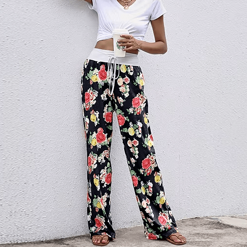 Boho Beach Hut Pants, Sweatpants Casual Print Sweatpants Black Red / S