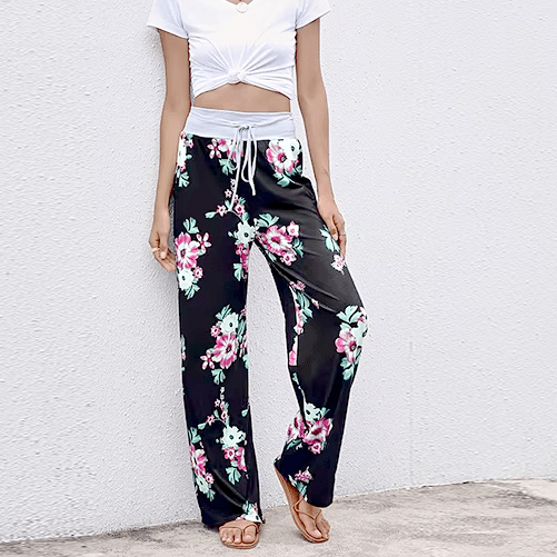 Boho Beach Hut Pants, Sweatpants Casual Print Sweatpants Black / S