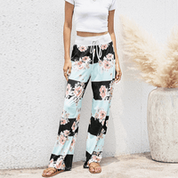 Boho Beach Hut Pants, Sweatpants Casual Print Sweatpants Light Blue / S