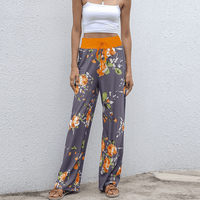 Boho Beach Hut Pants, Sweatpants Casual Print Sweatpants Orange / S