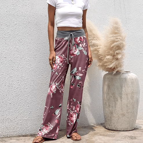 Boho Beach Hut Pants, Sweatpants Casual Print Sweatpants Purple / S