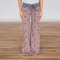 Boho Beach Hut Pants, Sweatpants, Lounge Pants, Loungewear Boho American Flag Wide Leg Lounge Pants Faded Red / S