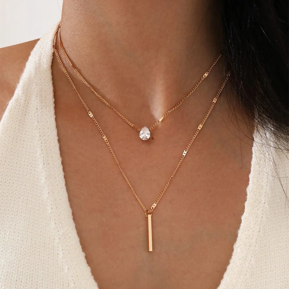 Layered Rhinestone Pendant Necklace – Boho Beach Hut