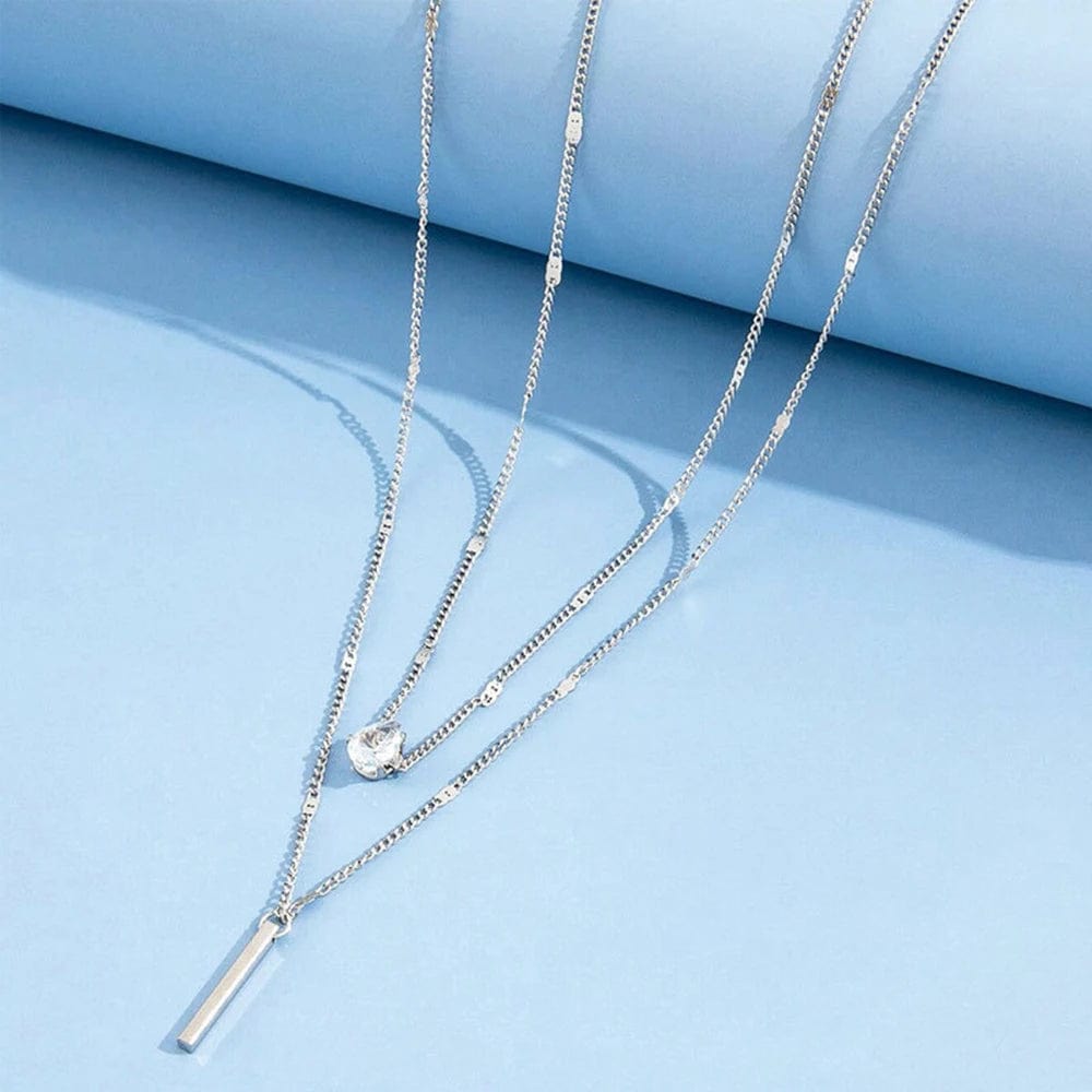 Layered Rhinestone Pendant Necklace – Boho Beach Hut
