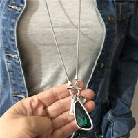 Boho Beach Hut Pendant Necklaces Crystal Pendant Necklace Green / One Size