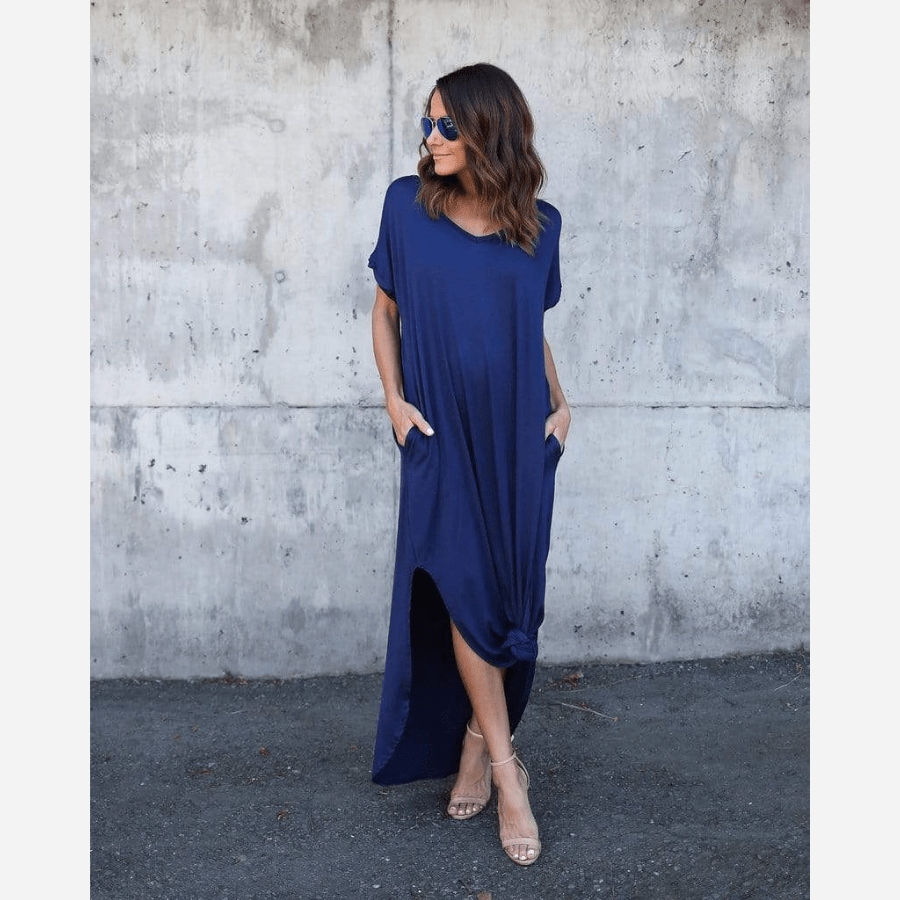 Navy blue casual dress plus size best sale