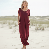 Casual Boho T-Shirt Maxi Dress V-Neck Side Slit Summer Dress in Green | Women's Boho Fashion | XXL | Nylon, Acrylic Casual Boho T-Shirt Maxi Dress V-Neck Side Slit Summer Dress in Green | Women's Boho Fashion | XXL | Nylon, Acrylic