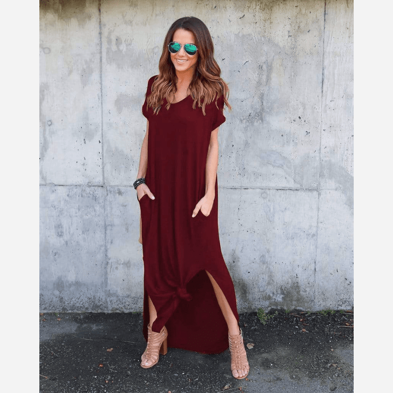 Burgundy tshirt dress online