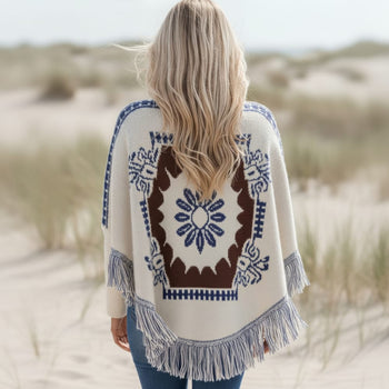 Boho Beach Hut Poncho, Sweater, Jacket Boho Knit Poncho Sweater