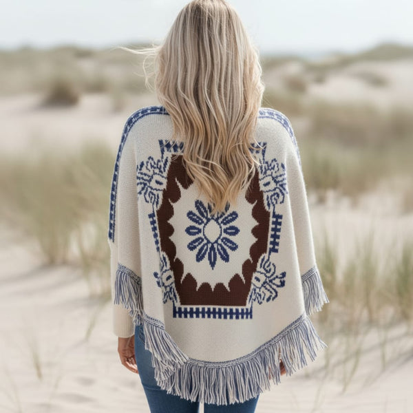 Boho Beach Hut Poncho, Sweater, Jacket Boho Knit Poncho Sweater
