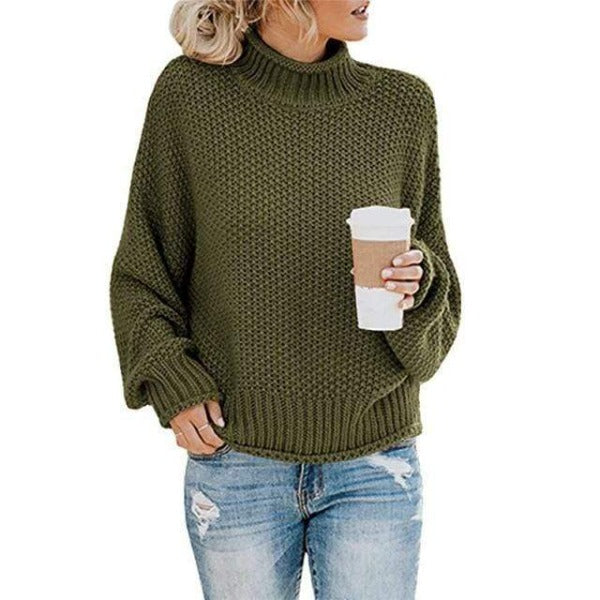 Boho Beach Hut Pullovers, Sweater, Knit Sweater Army Green / S Knit Loose Pullover Fashion Sweater