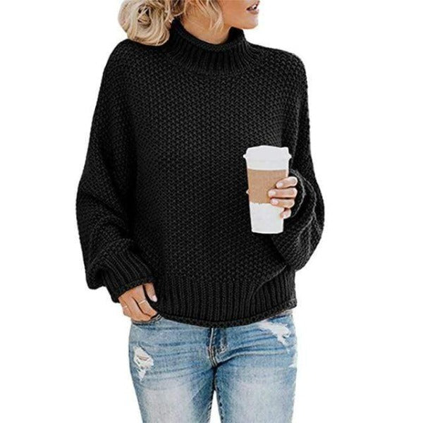 Boho Beach Hut Pullovers, Sweater, Knit Sweater Black / S Knit Loose Pullover Fashion Sweater