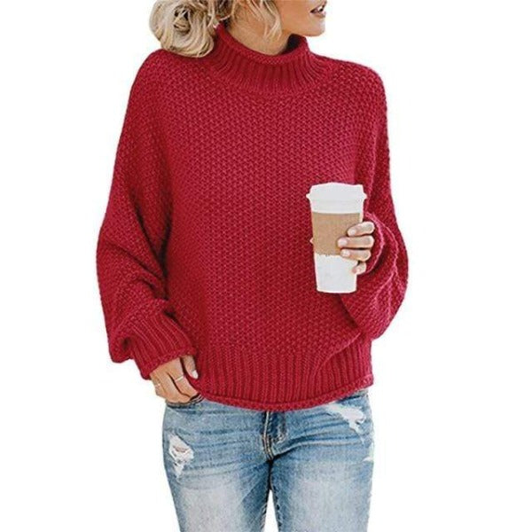 Boho Beach Hut Pullovers, Sweater, Knit Sweater Burgundy / S Knit Loose Pullover Fashion Sweater