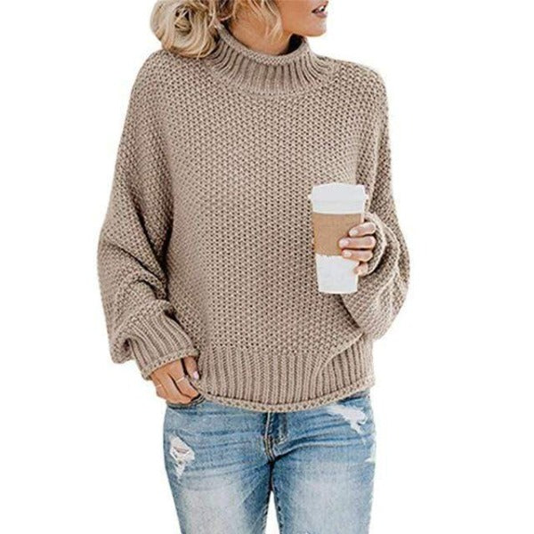 Boho Beach Hut Pullovers, Sweater, Knit Sweater Khaki / S Knit Loose Pullover Fashion Sweater