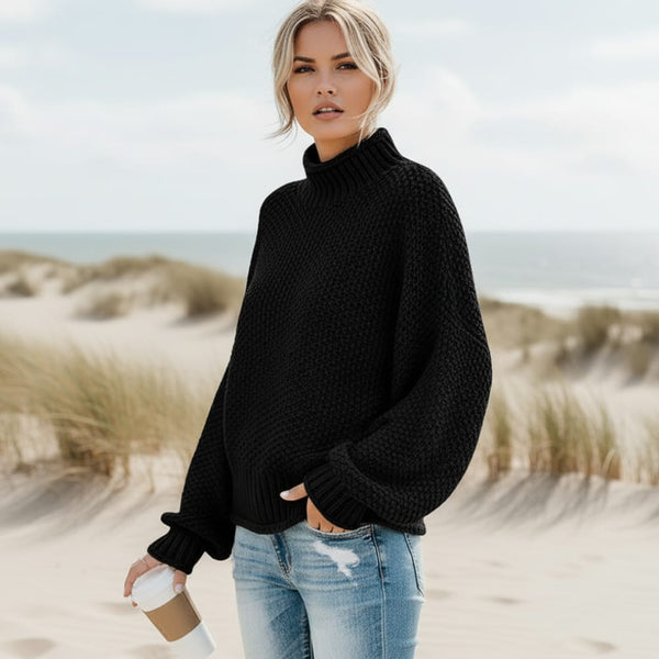 Boho Beach Hut Pullovers, Sweater, Knit Sweater Black / S Knit Loose Pullover Fashion Sweater