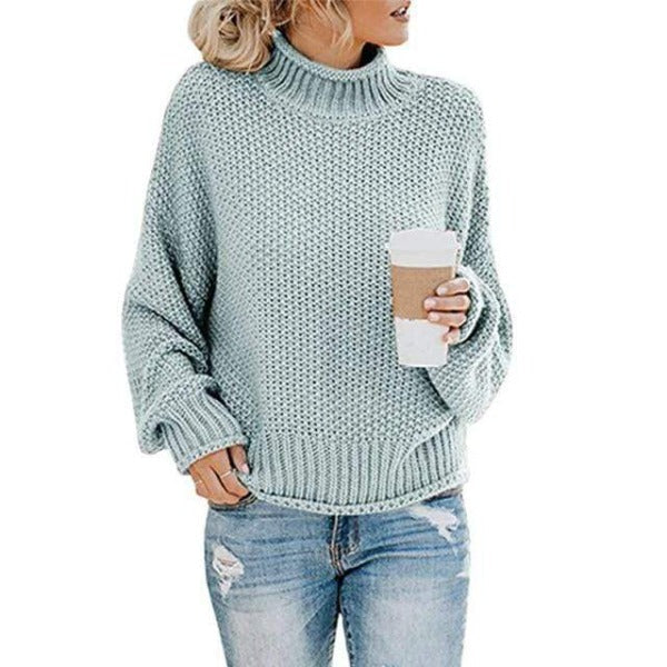 Boho Beach Hut Pullovers, Sweater, Knit Sweater Light Blue / S Knit Loose Pullover Fashion Sweater