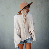 Boho Beach Hut Pullovers, Sweater, Knit Sweater, Long Sleeve Bohemian Oversized Casual Pullover Sweater