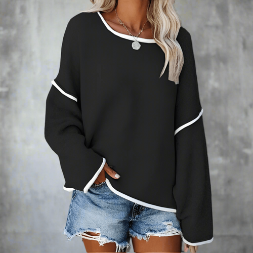 Boho Beach Hut Pullovers, Sweater, Knit Sweater, Long Sleeve Bohemian Oversized Casual Pullover Sweater Black / S