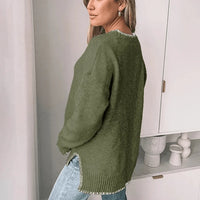 Boho Beach Hut Pullovers, Sweater, Knit Sweater, Long Sleeve Boho Loose Fit Pullover Sweater