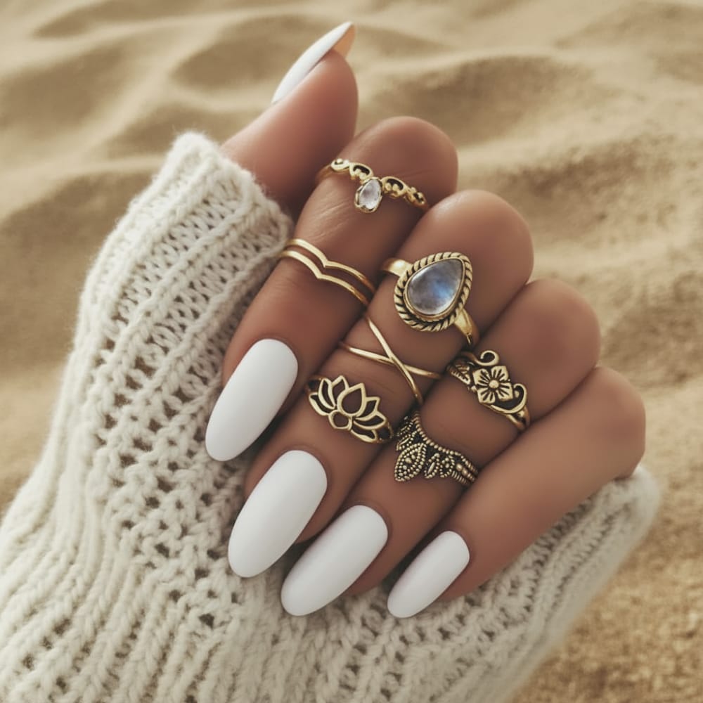 Boho Beach Hut Rings, Ring Set, Silver & Gold Rings Vintage Ring Set Gold / One Size