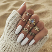 Boho Beach Hut Rings, Ring Set, Silver & Gold Rings Vintage Ring Set Gold / One Size