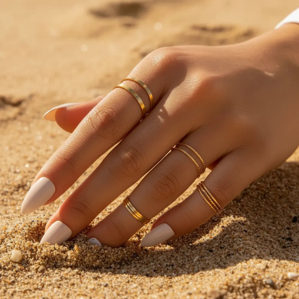 Boho Beach Hut Rings, Ring sets, gold rings Bohemian Gold Ring Set Gold / One Size