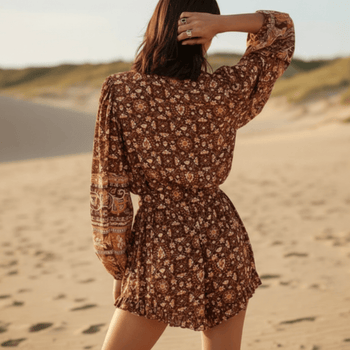 Boho Beach Hut Romper, Mini Romper, Floral Romper Boho Floral Mini Romper