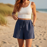 Boho Beach Hut Shorts, Beach Shorts, Boho Shorts Boho Beach Shorts Blue / S