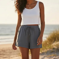 Boho Beach Hut Shorts, Beach Shorts, Boho Shorts Boho Beach Shorts Gray / S