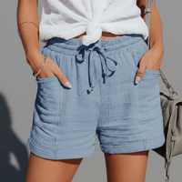 Boho Beach Hut Shorts, Beach Shorts, Boho Shorts Boho Mid-Rise Beach Shorts Blue / S
